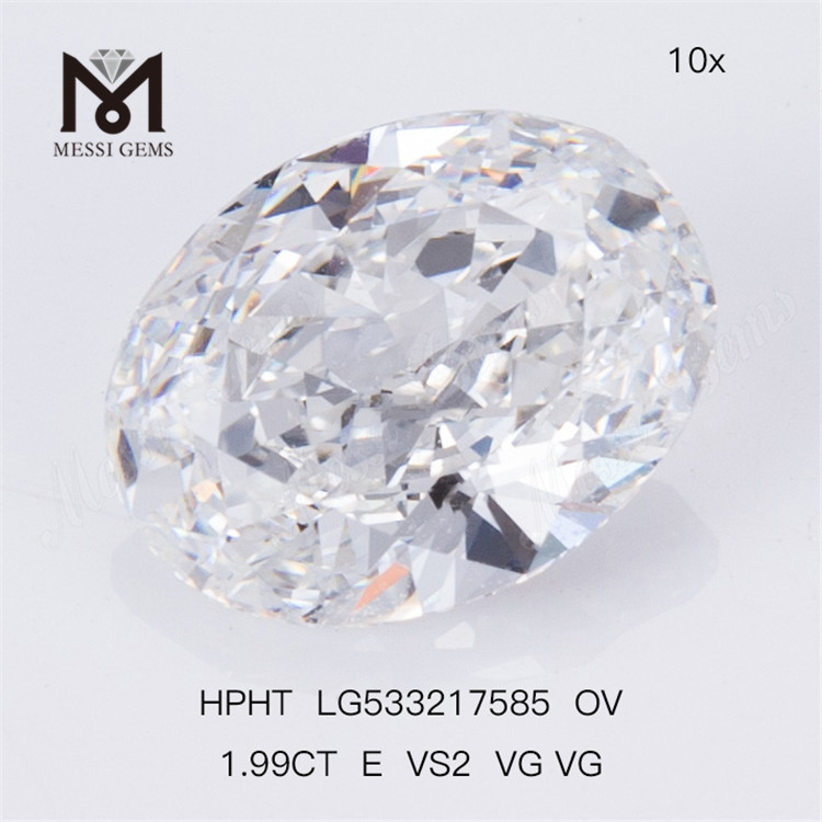 1.99CT E VS2 VG VG OVAL laboratoriedyrket diamant HPHT