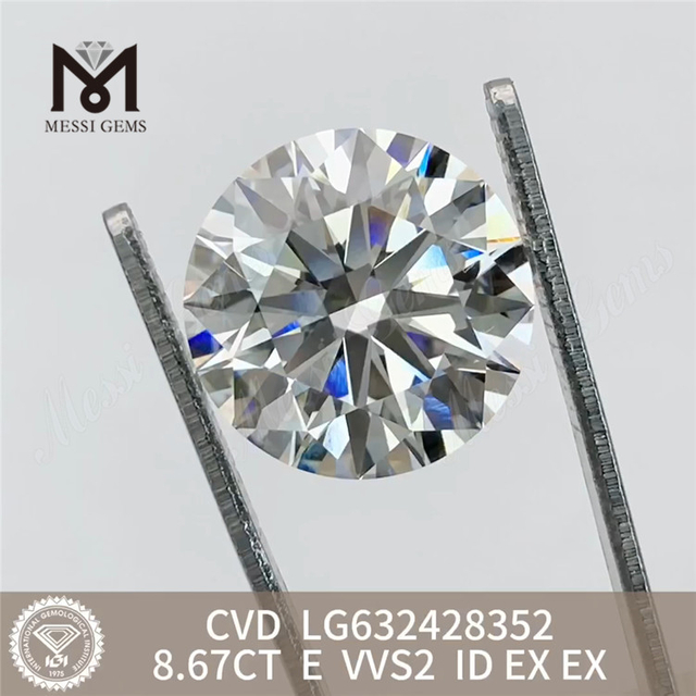 8.67CT E lavet ikke-minerede diamanter VVS2 ID CVD LG632428352丨Messigems 
