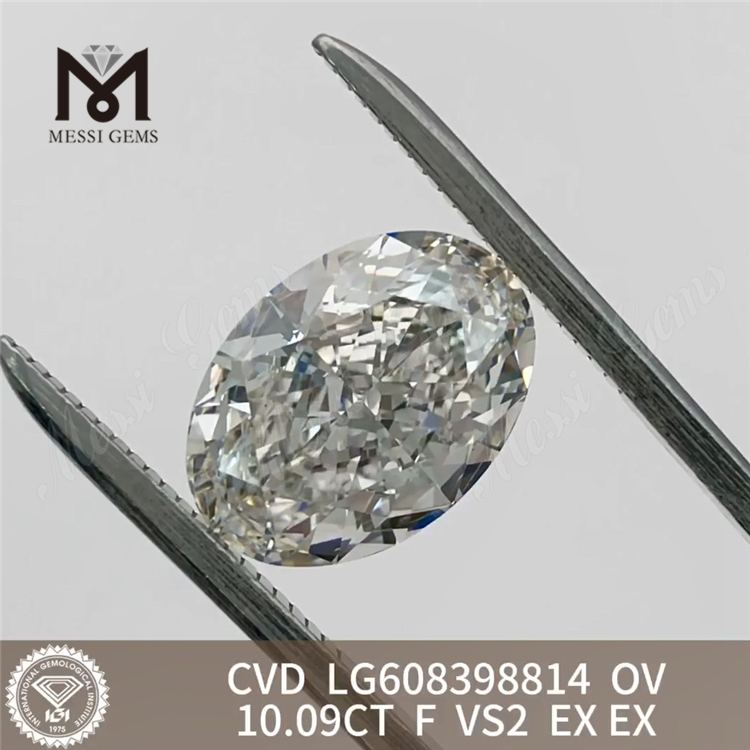 10.09CT F VS2 CVD OV største laboratoriedyrkede diamant IGI Certified Excellence丨Messigems LG608398814
