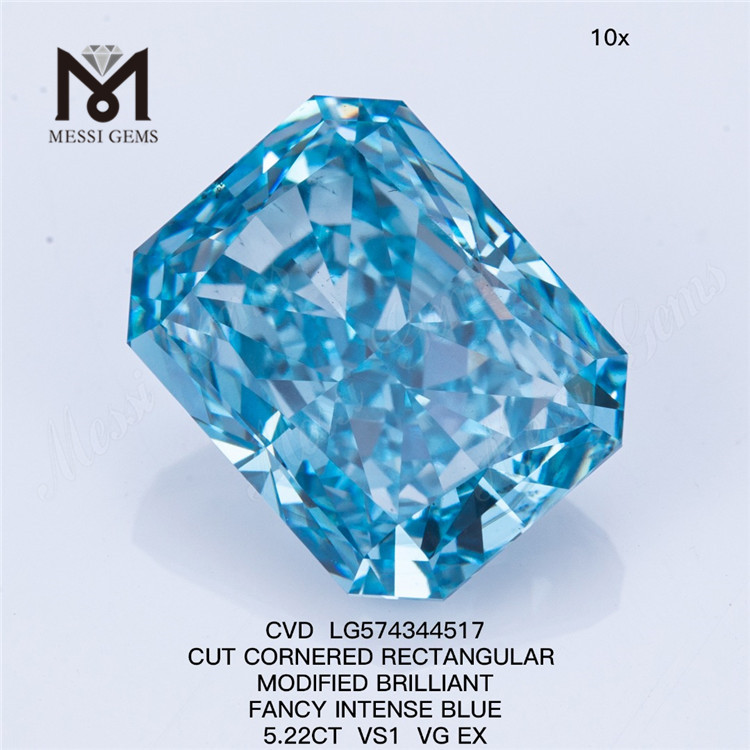 5.22CT VS1 VG EX RECTANGULAR FANCY INTENSE BLUE CVD 5ct blå diamant LG574344517