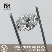 3.20CT D VVS2 CVD 3ct oval lab lavet diamant LG613376315 丨Messigems