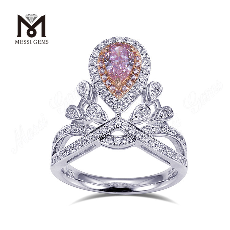 14 k 18 k hvid guld miljøvenlige valg Lab dyrket Diamond Pink pære form ring