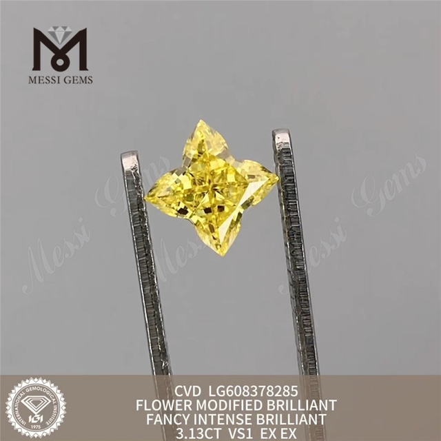 3.13CT VS1 Gul blomster Loose Grown Diamond CVD LG608378285 