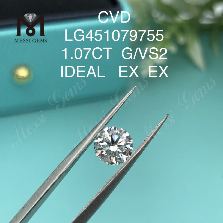 1,07 karat CVD G VS2 IDEAL runde Brilliant laboratoriefremstillede diamanter