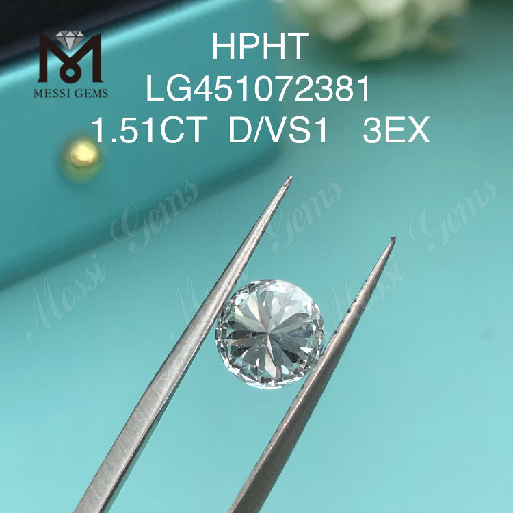 1,51 ct D VS1 RD EX Cut Grade laboratoriedyrket diamant HPHT