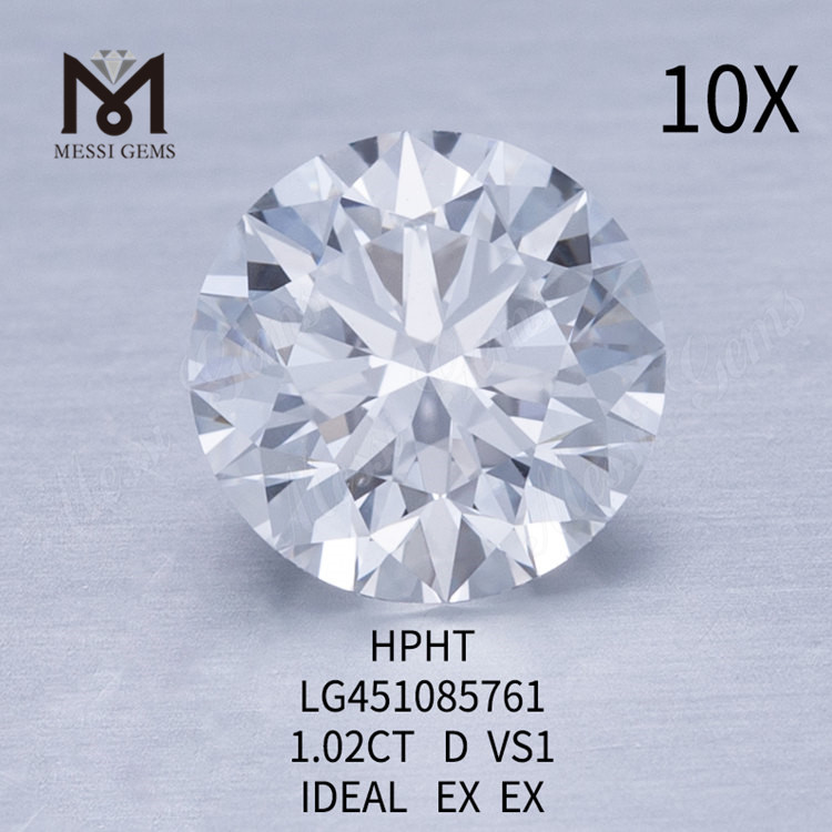 HPHT laboratoriedyrket diamant 1.02ct D VS1 RD IDEAL Cut Grade