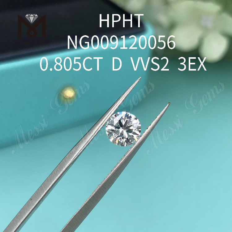 0.805CT rund løs lab lavet diamant VVS2 3EX hvid