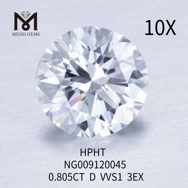 0,805CT Rund D VVS2 3EX løs lab dyrket diamant 