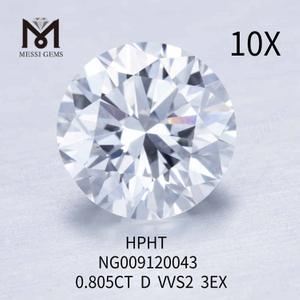 0.805CT runde lab skabt diamant D VVS2 3EX løse syntetiske diamanter