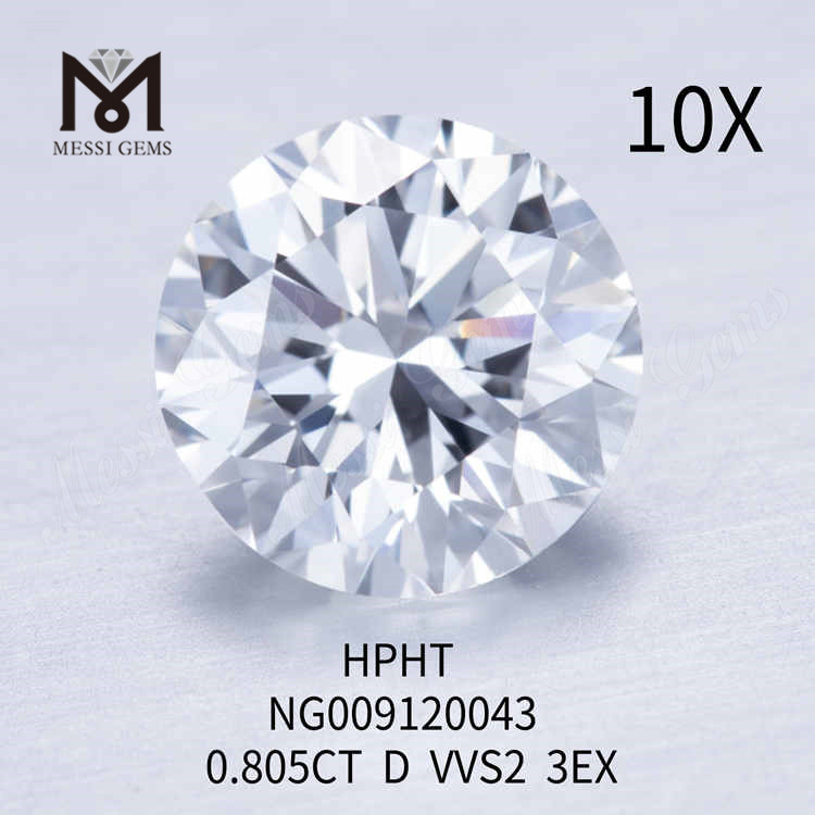 0,805 karat rund lab skabt diamant D VVS2 3EX