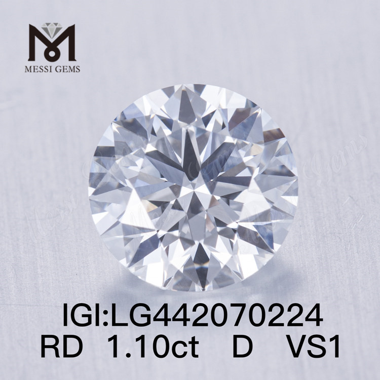 1,10 karat D VS1 runde BRILLIANT EX Cut øko dyrkede diamanter