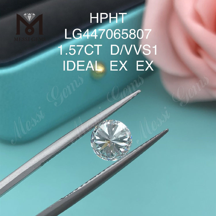 1,57 karat D VVS1 rund IDEAL Cut lab dyrkede diamanter HPHT