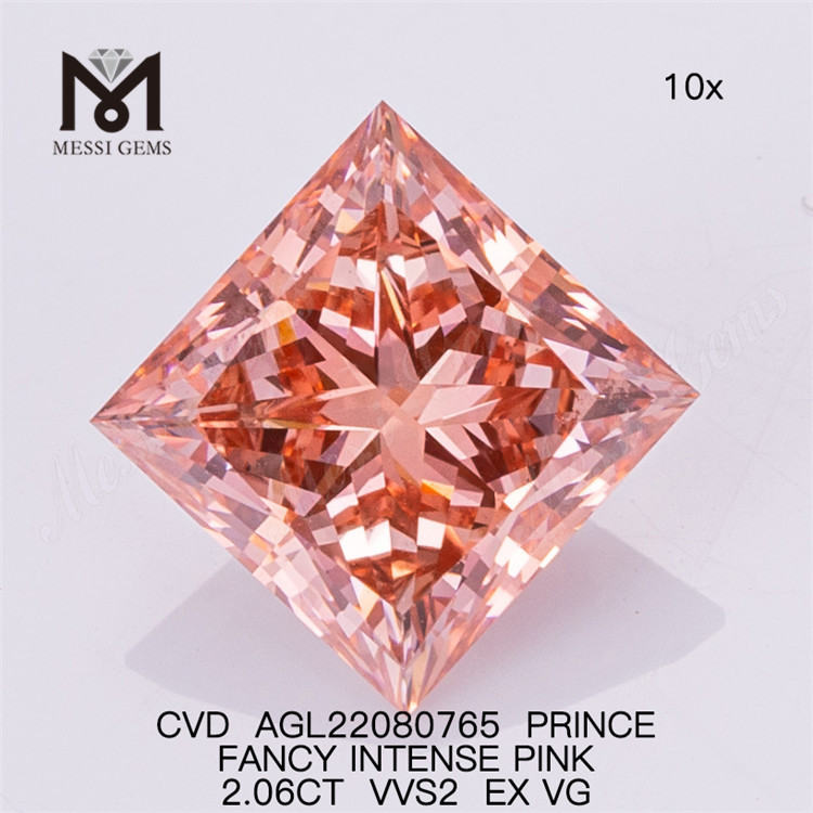2.06CT CVD diamant PRINCE FANCY PINK VVS2 EX VG diamant AGL22080765 