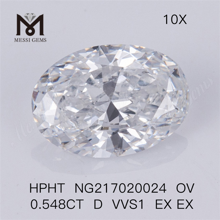 HPHT OVAL 0,548ct D VVS1 EX EX Syntetisk diamantsten