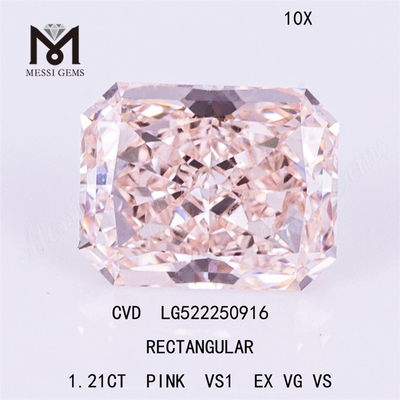 1,21 CT RECTANGULAR PINK VS1 EX VG VS CVD laboratoriedyrkede lyserøde diamanter LG522250916