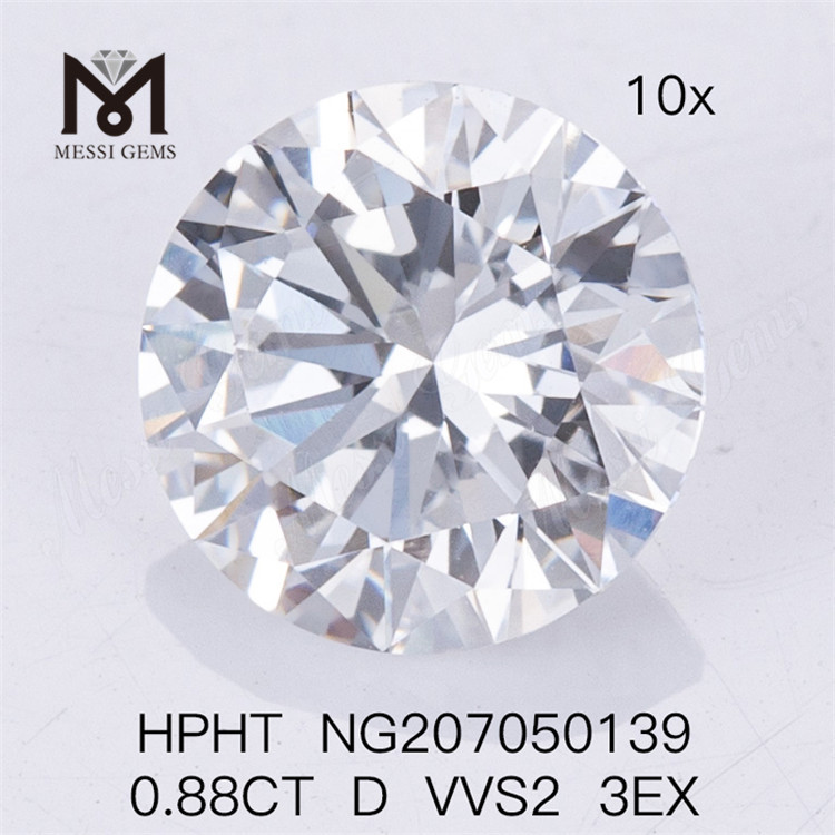  0.88CT D VVS2 3EX Lab Diamant HPHT Menneskeskabt diamant