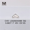 5.06CT F VS1 EX VG CVD SQ laboratoriedyrkede diamanter 5 karat høj kvalitet 