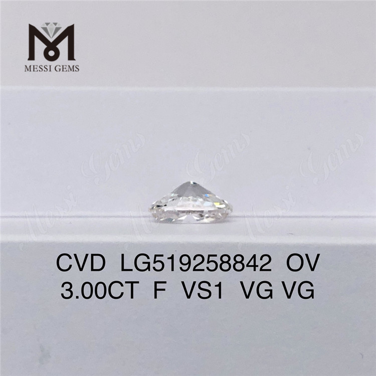 3ct F VS1 VG VG CVD IGI Menneskeskabt diamant OVAL Høj kvalitet