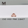 2.064ct pink lab dyrket diamant leverandører cvd syntetisk pink diamant engrospris