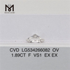 1,89 ct F oval laboratoriediamant VS1 ov hvide løse menneskeskabte diamanter på tilbud