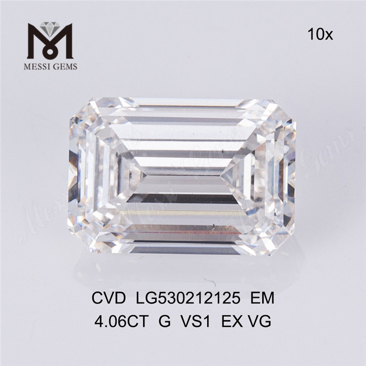 4.06ct G cvd diamant VS1 EMERALD CUT laboratoriedyrket diamant til salg