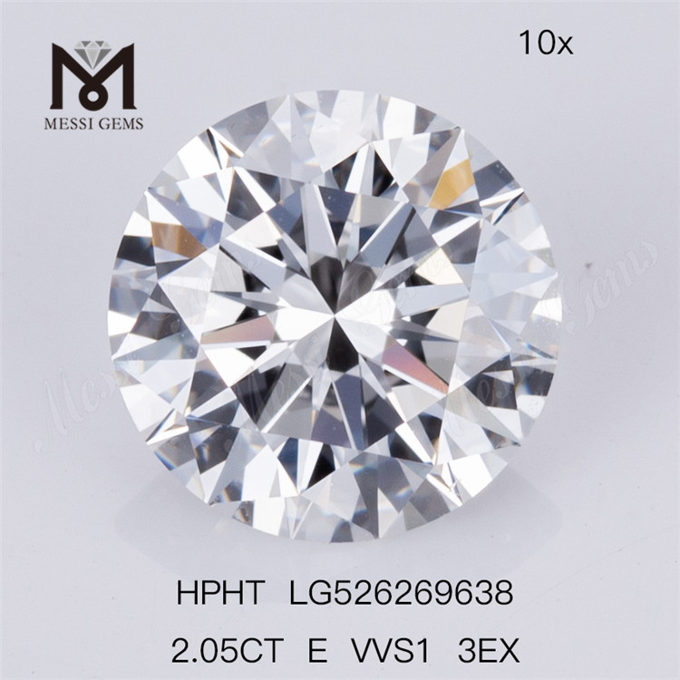 2.05CT E VVS1 3EX laboratoriedyrket diamant HPHT rund laboratoriediamant 
