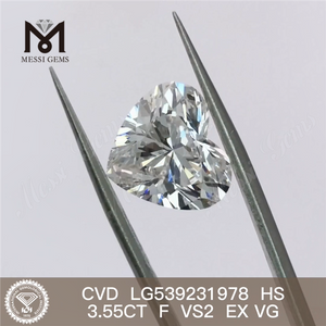 3,55 ct D HPHT laboratoriediamant VS HEART menneskeskabte diamanter på lager