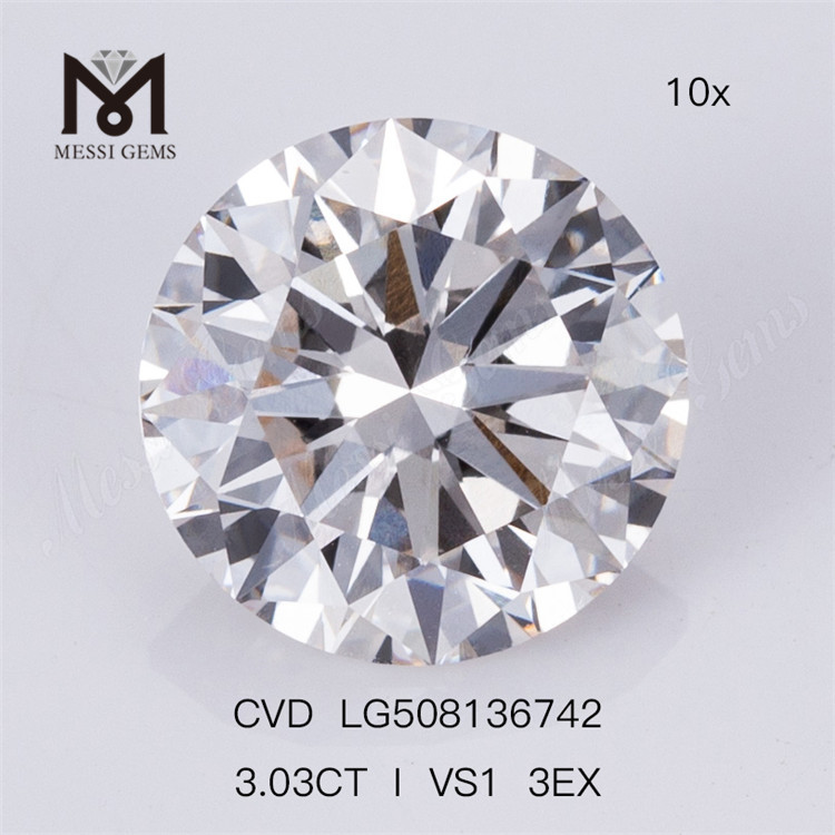 3.03ct I VS1 3EX rund form Løs lab skabt 3 karat diamant Fabrikspris 