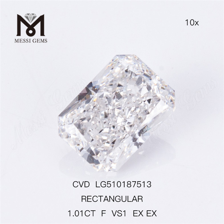 1.01CT REKTANGULÆR MODIFICERT BRILLIANT Skæring F VS1 EX CVD Lab Grown Diamond IGI-certifikat