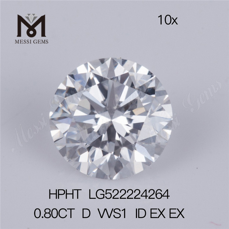 Rund form 0,8 karat D/ VVS1 ID EX EX laboratoriedyrket HPHT-certifikat diamant Engrospris 