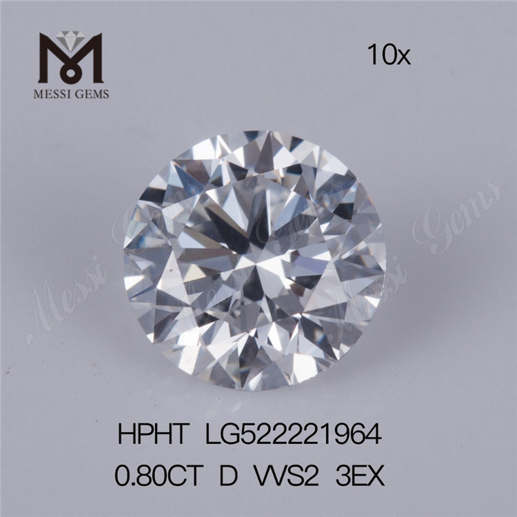 Brilliantslebet syntetisk diamant DEF 0,8 karat Lab Grown Diamond D VVS2 3EX Pris pr.