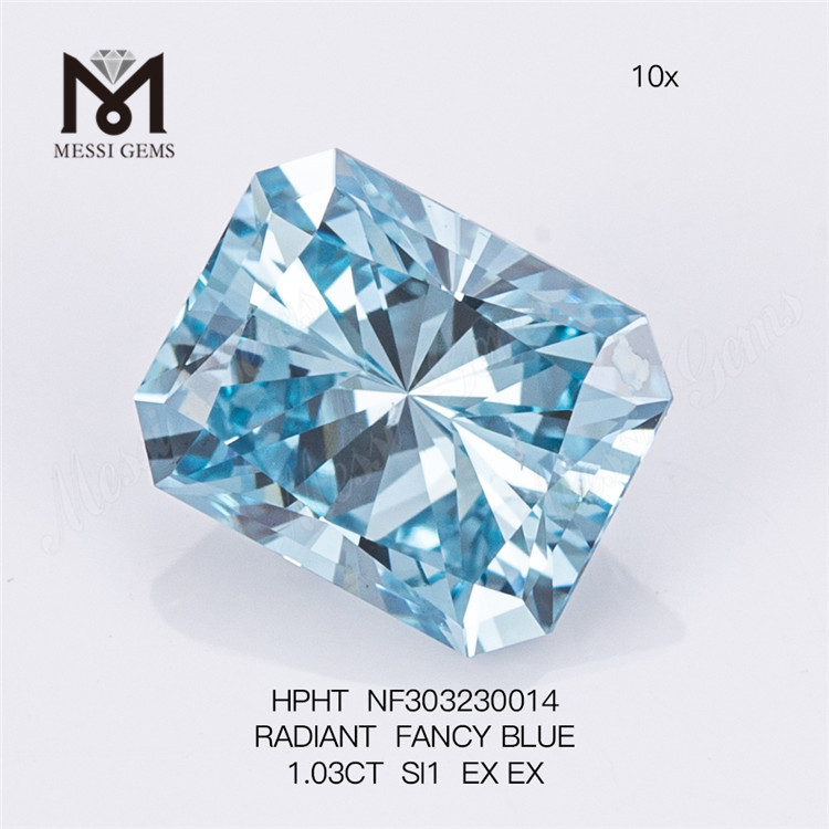 1.03CT SI1 RADIANT FANCY BLUE 1kt laboratoriedyrket diamant HPHT NF303230014