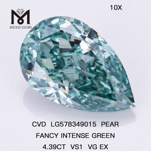 4.39CT PEAR FANCY INTENSE GREEN VS1 VG EX CVD Green Diamond LG578349015