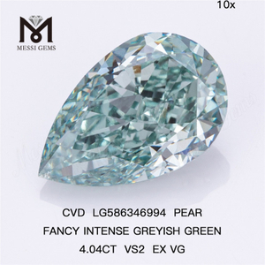 4 karat Fancy Green Lab Grown Diamonds PEAR FANCY INTENSE GREYish GREEN VS2 EX VG CVD LG586346994