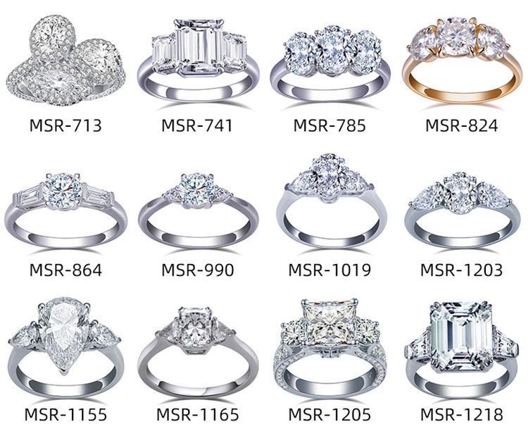 Tre sten laboratoriedyrkede diamanter i klassisk stil 18 karat hvidguld ovale forlovelsesringe