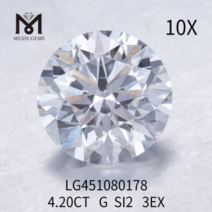 4,2 ct G SI2 RD 3EX Cut Grade laboratoriedyrkede diamanter 4 karat