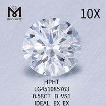 HPHT lab diamanter RUND BRILLIANT 0.58ct VS1 D IDEL Cut