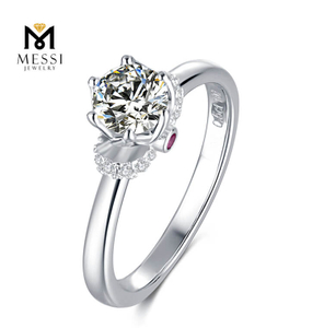 Modedesign 6,5 mm 1 karat Moissanite Solitaire Kvinde Ring Engros 925 Sterling Sølv Ring