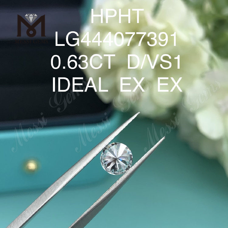 0,63 karat D VS1 rund IDEAL Cut Grade laboratorievækstdiamant
