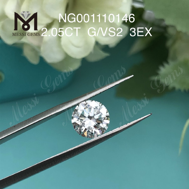 2.05ct G Round VS2 EX Cut Grade bedste laboratoriedyrkede diamanter online
