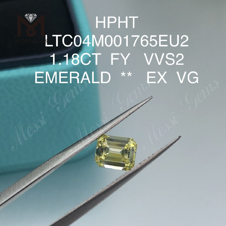 Fancy gule laboratoriediamanter smaragd 1.18ct VVS2 