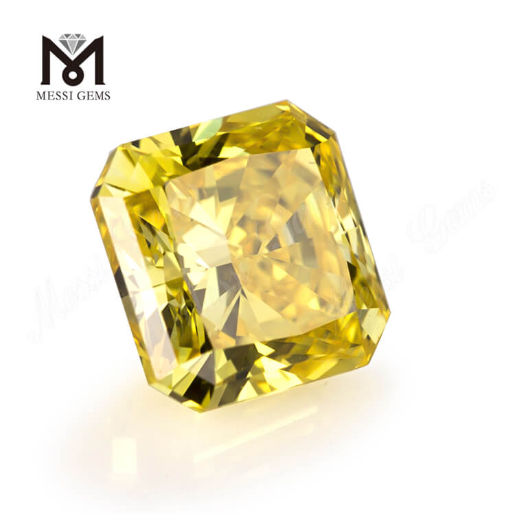 1.04ct Radiant menneskeskabte gule diamanter Fancy Vivid Yellow Color Cut