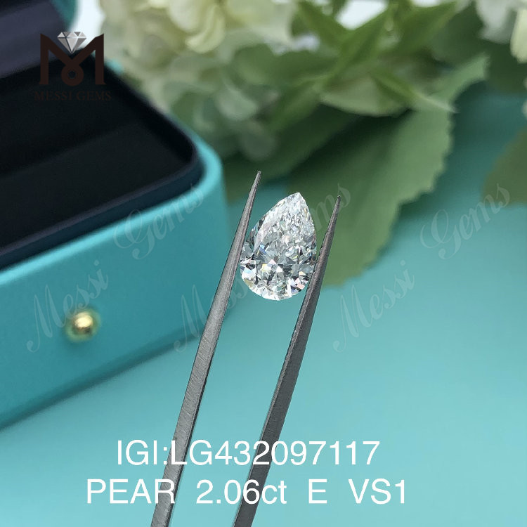 2,06 karat E/VS1 pæreformede laboratoriedyrkede diamanter FAIR VG