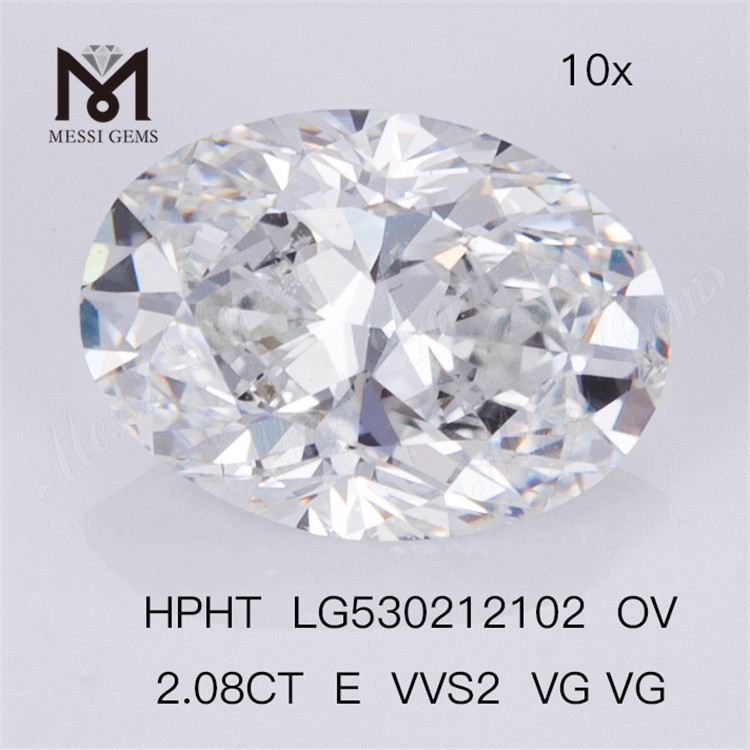 2.08ct Lab Grown Diamond Oval E farve HPHT syntetisk diamant