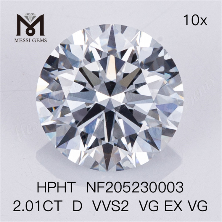 2.01CT rund brillant snit D Vvs2 VG EX VG 2 karat laboratoriedyrket diamant pris