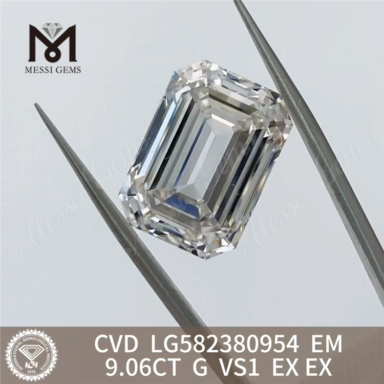 9.06CT G VS1 EM cut EX EX emerald lab skabt diamant CVD LG582380954