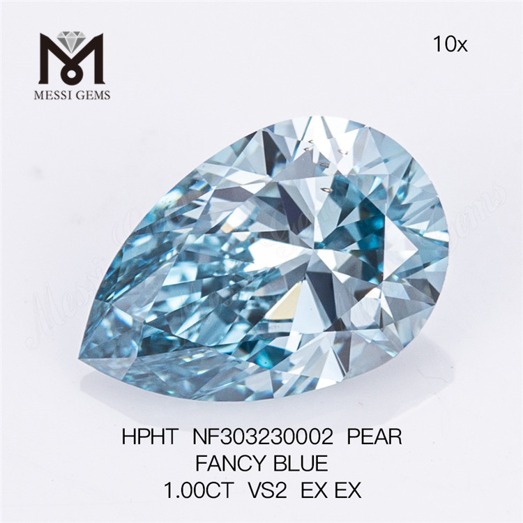1.00CT PEAR FANCY BLUE VS2 laboratoriedyrkede diamanter engros HPHT NF303230002