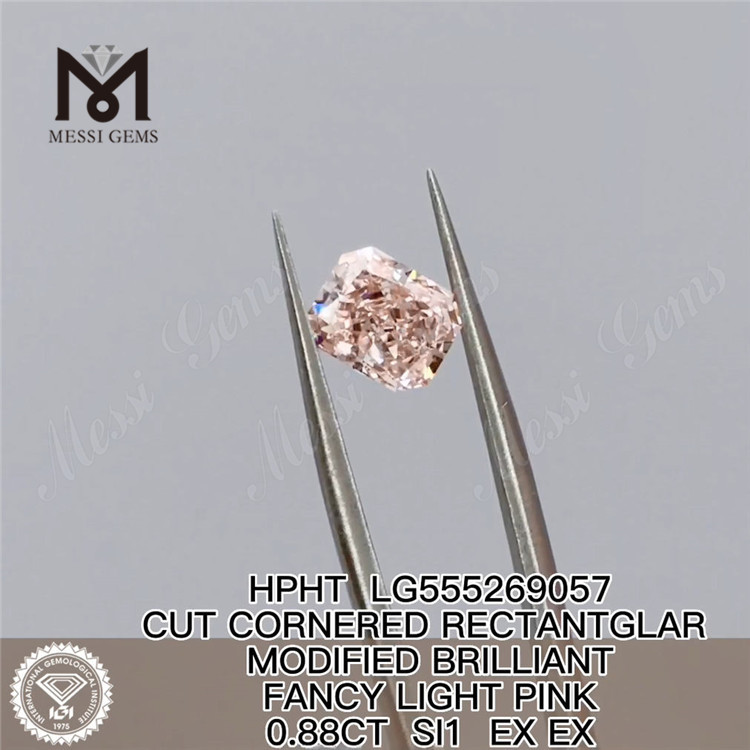 0.88CT RECTANTGLAR FANCY LYS PINK SI1 EX EX HPHT laboratoriedyrket diamant LG555269057