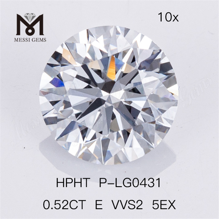 0.52CT E VVS2 5EX Menneskeskabt diamant rund HPHT Lab-dyrket diamant