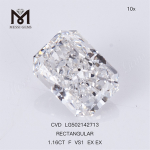1.16CT rektangulær skæring F VS1 EX EX CVD Lab Grown Diamond IGI-certifikat
